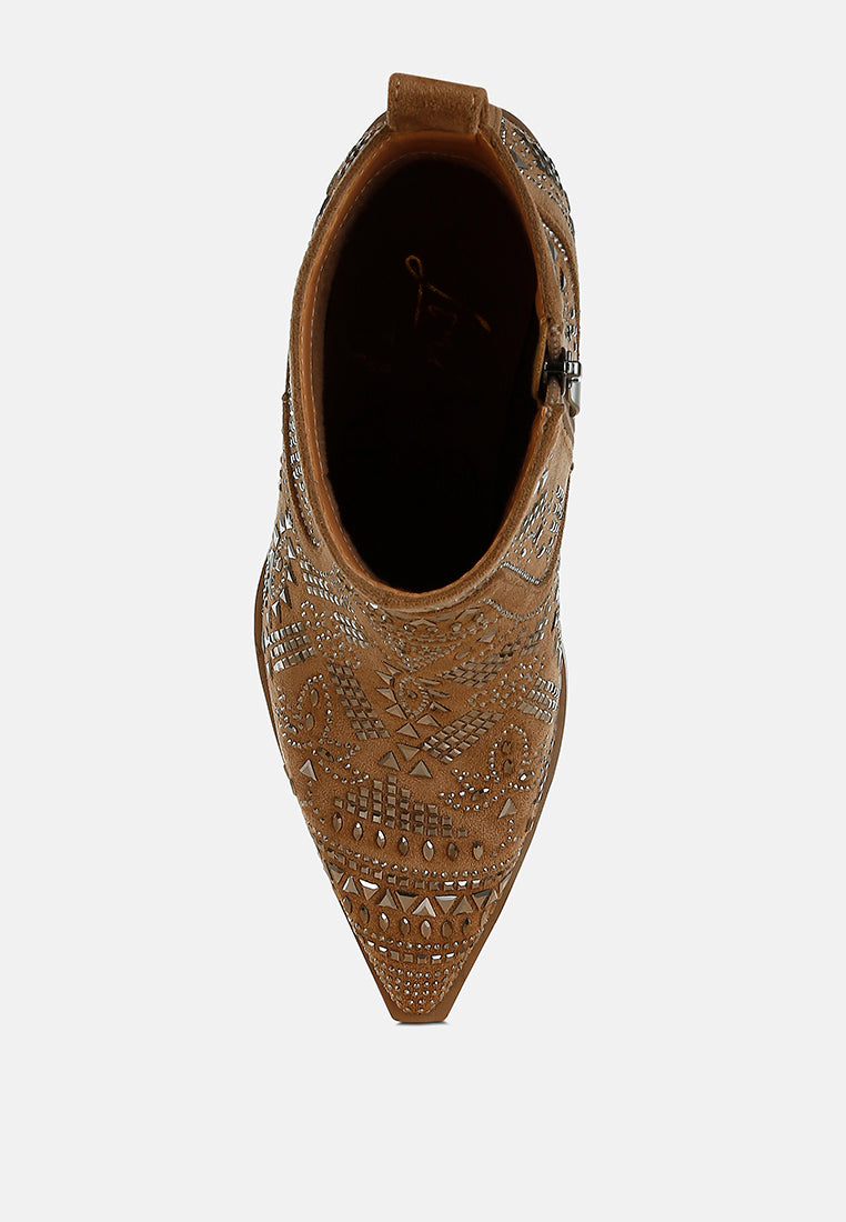 Omishi Stud Embellished Ankle Boots-3